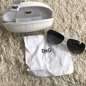 D&G white sunglasses with case and cloth
